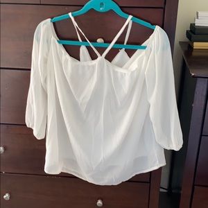 NWT! White Cross Front Off-The-Shoulder Top